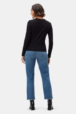 Eleanor Long Sleeve Baby Rib Tee - Black 8 Eleanor Long Sleeve Baby Rib Tee - Black -AGOLDE Shop 10277 Eleanor LS Black 3