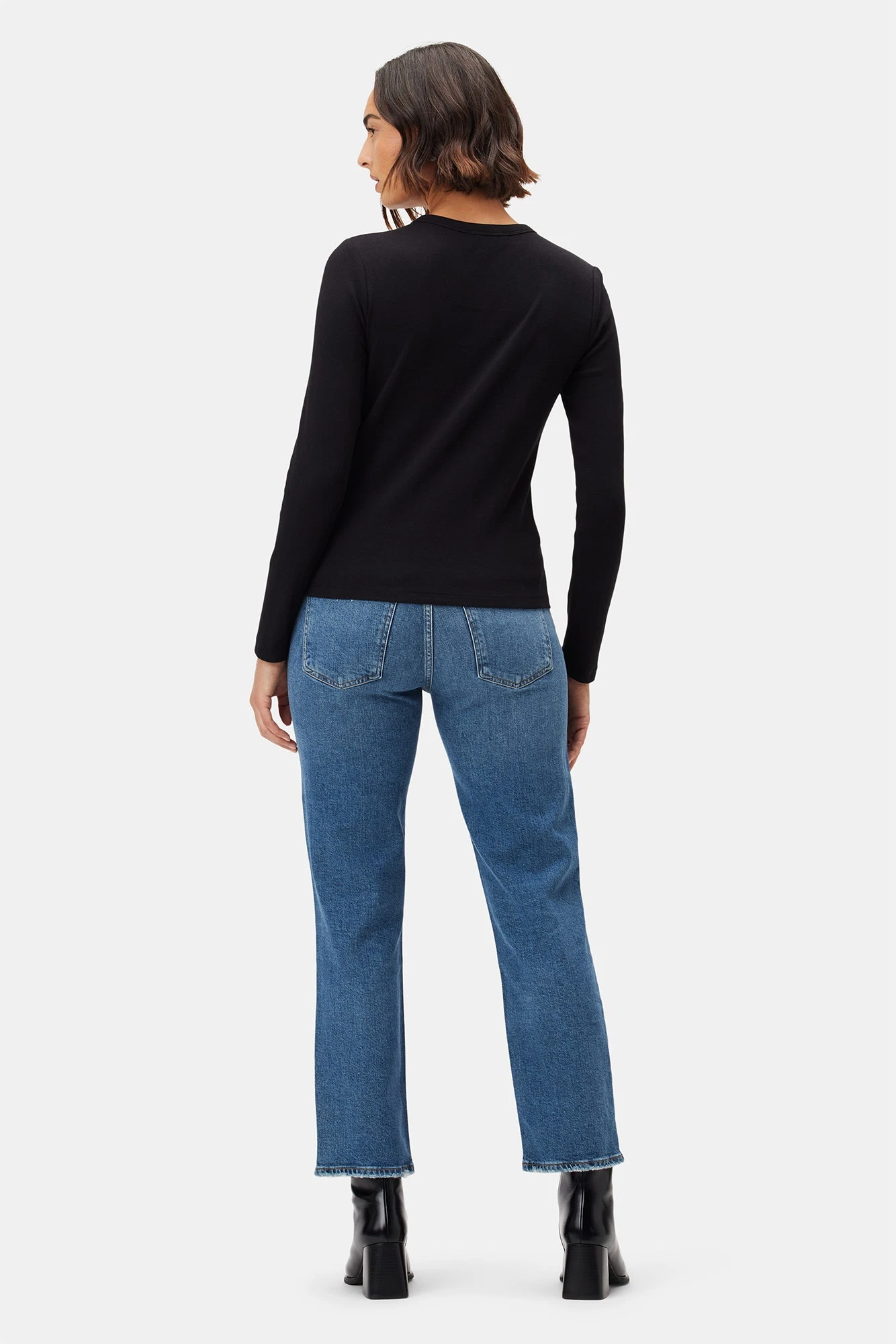 Eleanor Long Sleeve Baby Rib Tee - Black 4 Eleanor Long Sleeve Baby Rib Tee - Black - Image 4