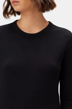 Eleanor Long Sleeve Baby Rib Tee - Black 9 Eleanor Long Sleeve Baby Rib Tee - Black -AGOLDE Shop 10277 Eleanor LS Black 5
