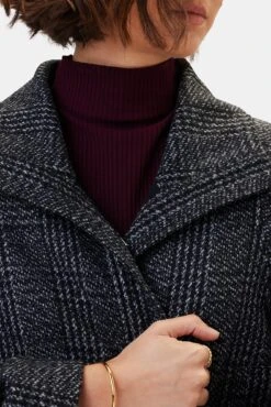 Joelle Wool Twill Jacket - Black Grey Plaid -AGOLDE Shop 10307 Joelle Black Grey Plaid 4