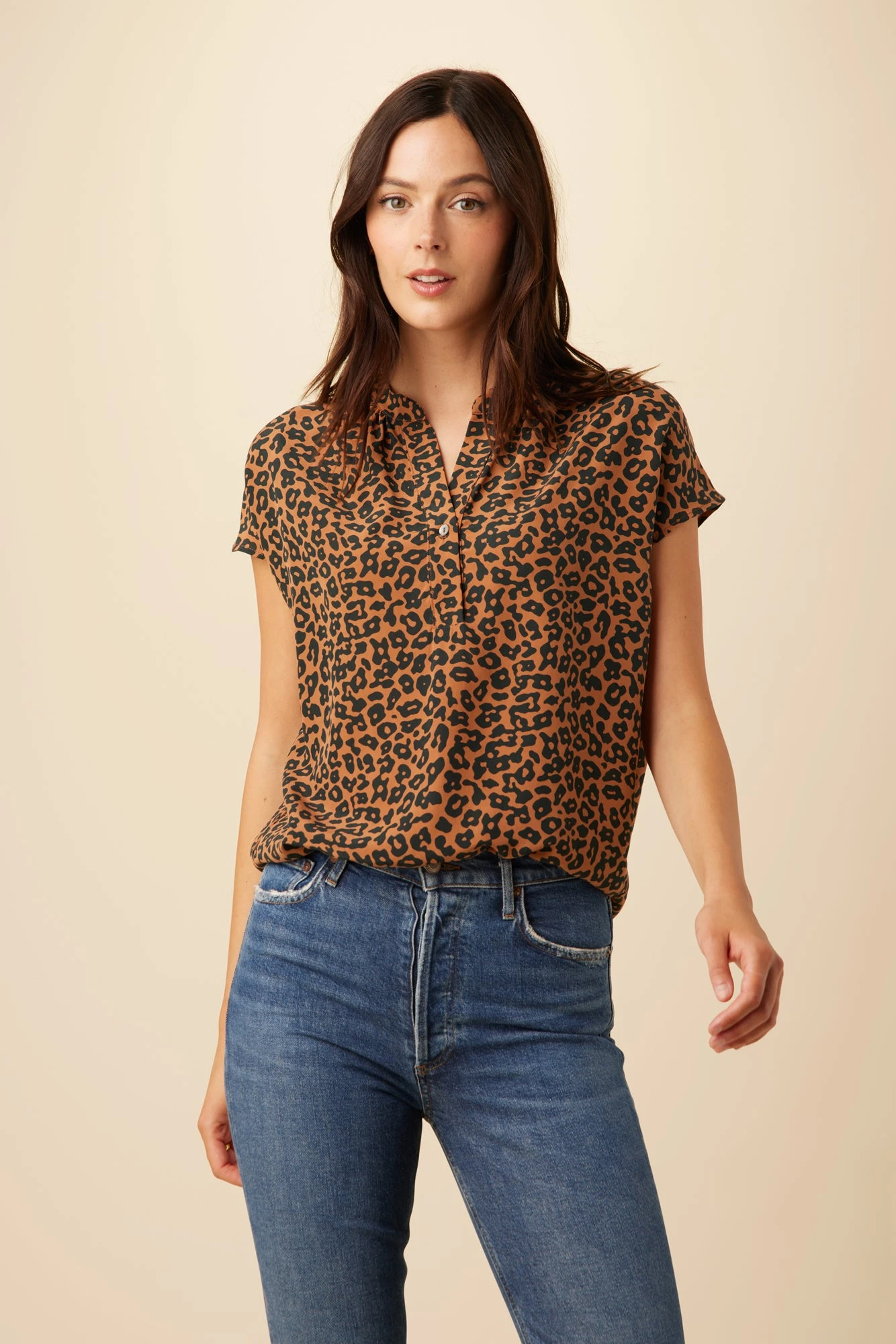Renata Washable Silk Blouse - Caramel Sauvage 1 Renata Washable Silk Blouse - Caramel Sauvage