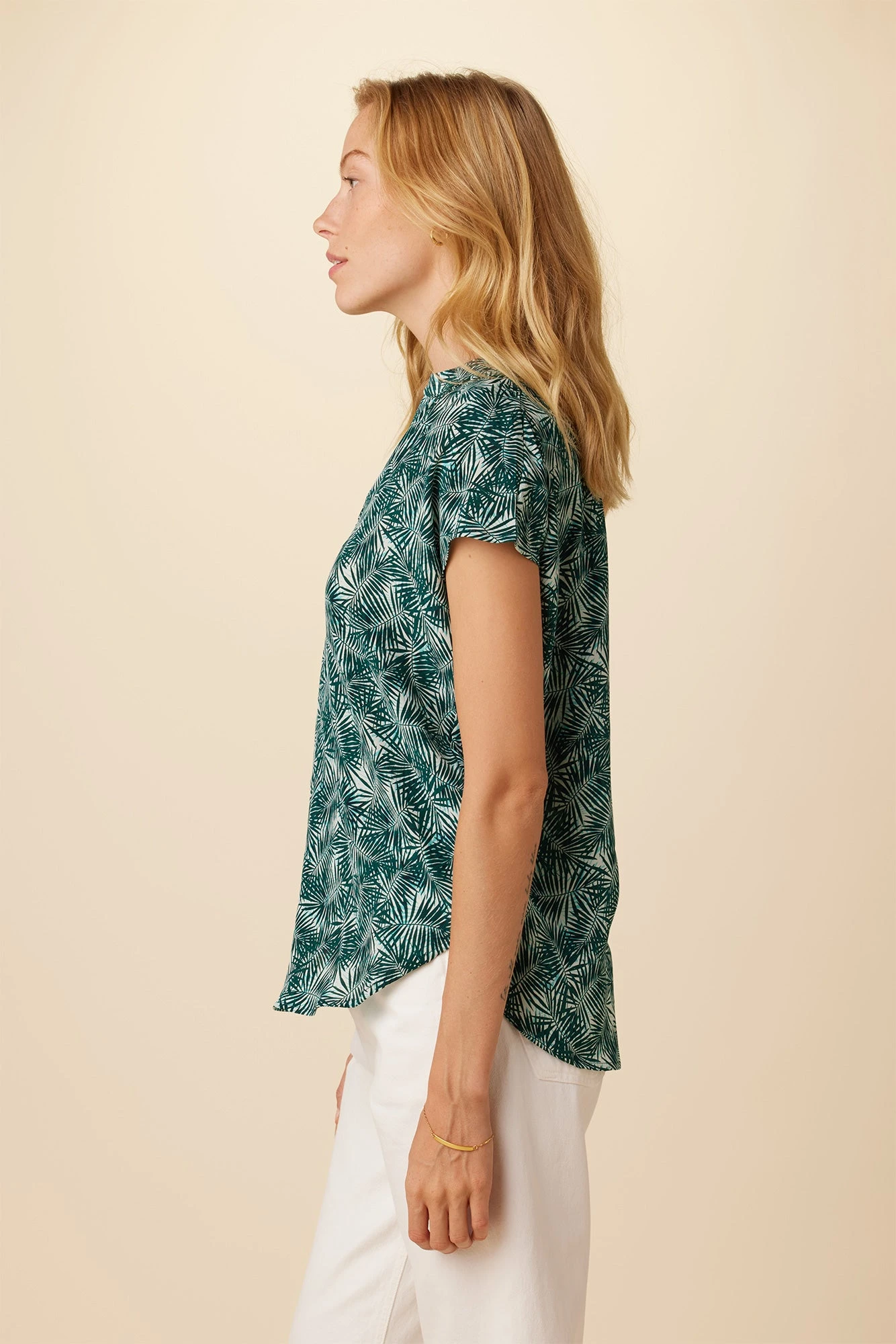 Renata Washable Silk Blouse - Green Palm 2 Renata Washable Silk Blouse - Green Palm - Image 2