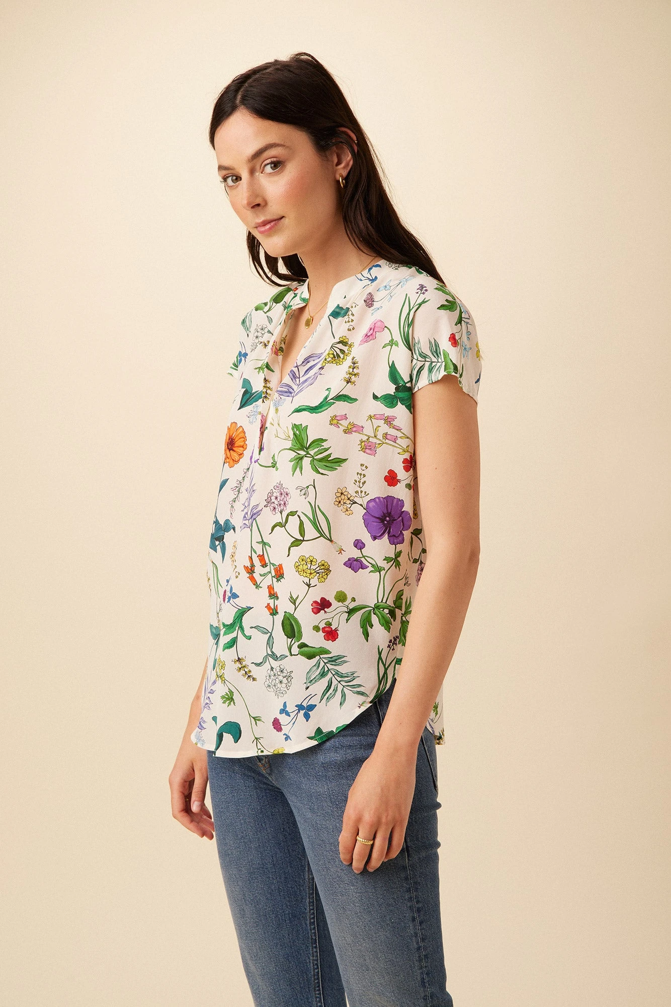 Renata Washable Silk Blouse - Stella Floral White 2 Renata Washable Silk Blouse - Stella Floral White - Image 2