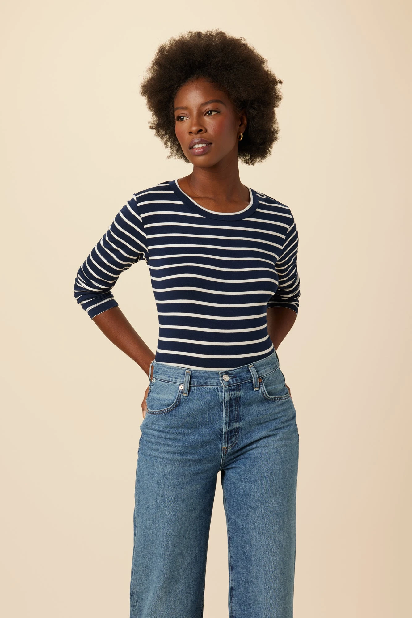 Berkeley Long Sleeve Dream Knit Tee - Basque Stripe 1 Berkeley Long Sleeve Dream Knit Tee - Basque Stripe