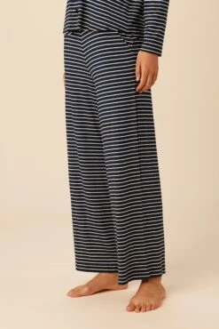 Lark Dream Knit Pajama Pants - Navy And White -AGOLDE Shop 12 0236 Lark Harbor Amsterdam Stripe Navy White 2