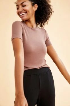 Talin Dream Rib Tee -AGOLDE Shop 1329 Jada 2x1 Rib Dark Nutmeg 9902 web