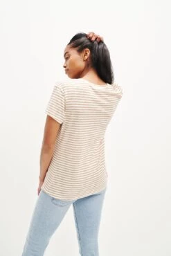 Joline Reverie Slub Tee - Soleil Stripe Tan -AGOLDE Shop 1334 Joline Soliel Stripe Tan Ivory 1023 web 22480eb1 3662 46d5 9a5f c2efd2fc1449