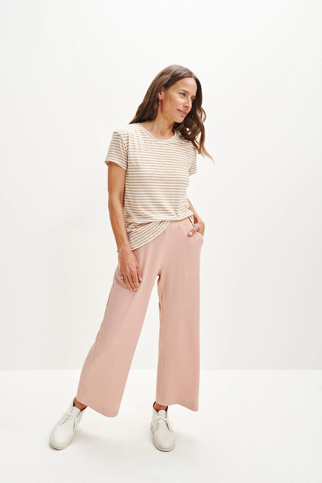 Leif Reverie Slub Tee - Soleil Stripe Tan 2 Leif Reverie Slub Tee - Soleil Stripe Tan - Image 2