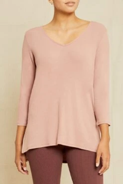 Celine 3/4 Sleeve Dream Rib Tee - Quartz