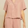 Monroe Cottonseed Cupro Pajama Top - Quartz