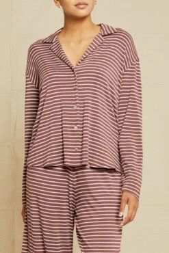 Phillipa Dream Knit Pajama Top - Maple Dawn Stripe