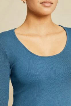 Itana Long Sleeve Dream Rib Tee - Azure -AGOLDE Shop 211013 AV October ECOMM 9456ItanaAzureDreamRib 8308 web cc827db3 8233 40eb 8ad0 f8f8edeb7baf