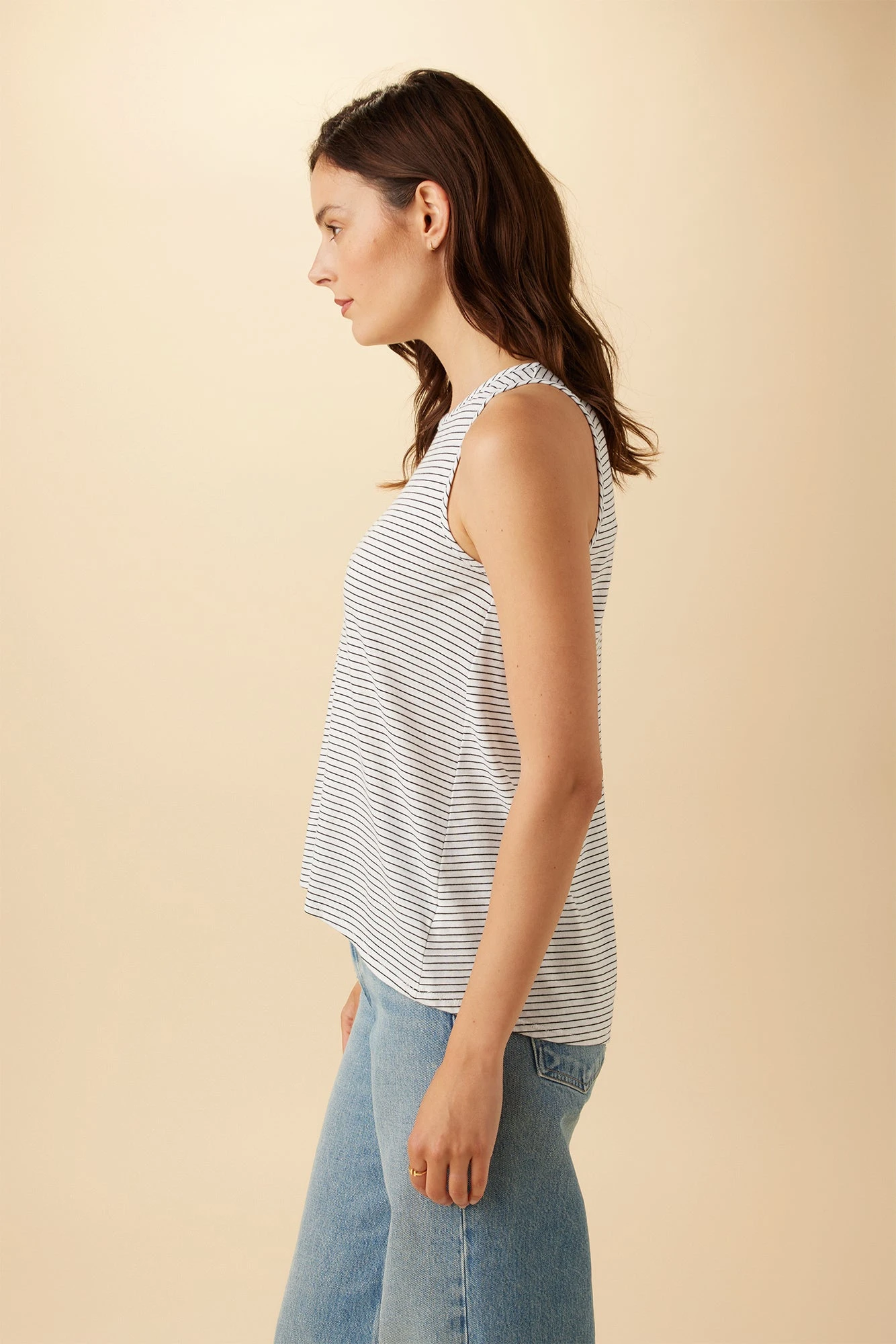 Sadie Tencel Slub Tank - Gigi White Stripe 2 Sadie Tencel Slub Tank - Gigi White Stripe - Image 2