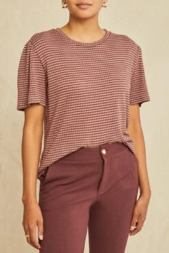 Odilia Scallop Knit Tee - Maple Quartz Stripe