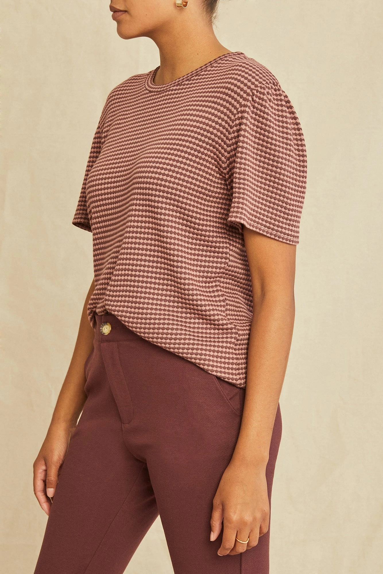 Odilia Scallop Knit Tee - Maple Quartz Stripe 2 Odilia Scallop Knit Tee - Maple Quartz Stripe - Image 2