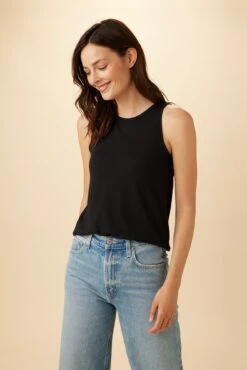 Sadie Reverie Slub Tank - Black