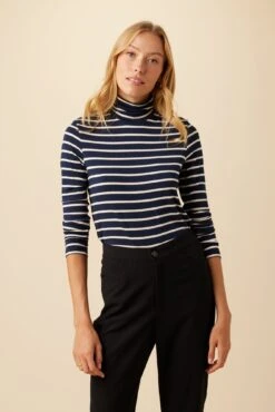 Flannery Dream Knit Turtleneck - Basque Stripe