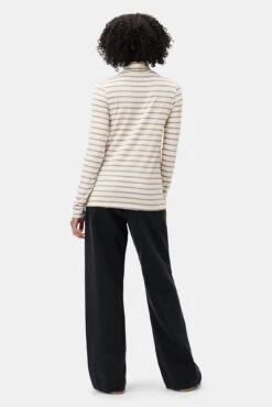 Flannery Dream Knit Turtle Neck - Ivory Camel Stripe -AGOLDE Shop 2518 Flannery Harbor Stripe Ivory Camel 3