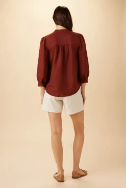 Charlotte 3/4 Sleeve Ramie Viscose Blouse - Rust 6 Charlotte 3/4 Sleeve Ramie Viscose Blouse - Rust -AGOLDE Shop 26 10200 Charlotte Ramie Rust 3