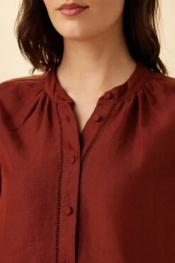 Charlotte 3/4 Sleeve Ramie Viscose Blouse - Rust 7 Charlotte 3/4 Sleeve Ramie Viscose Blouse - Rust -AGOLDE Shop 26 10200 Charlotte Ramie Rust 4