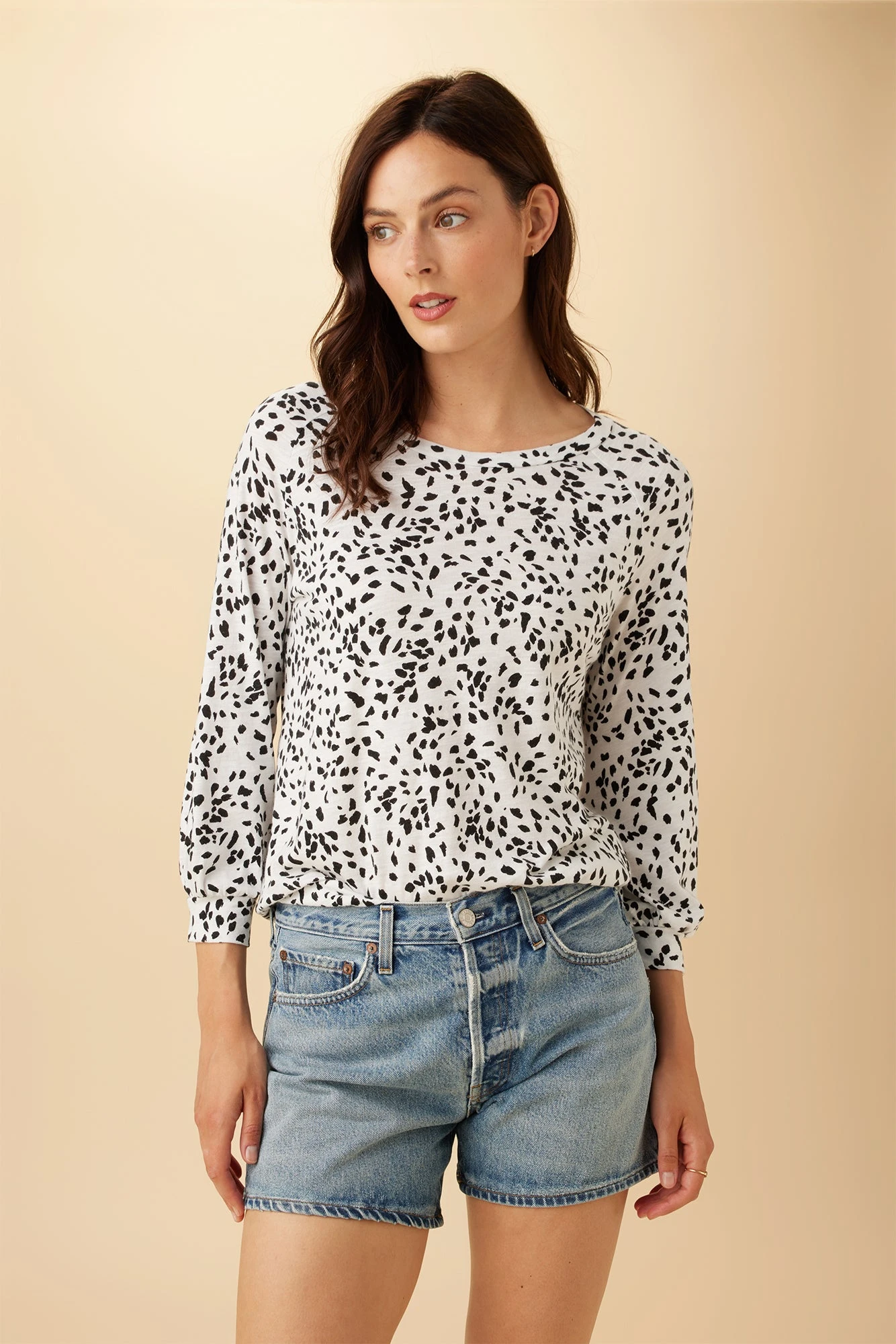 Issa Raglan Slub Tee - Lucy Dot Black 1 Issa Raglan Slub Tee - Lucy Dot Black