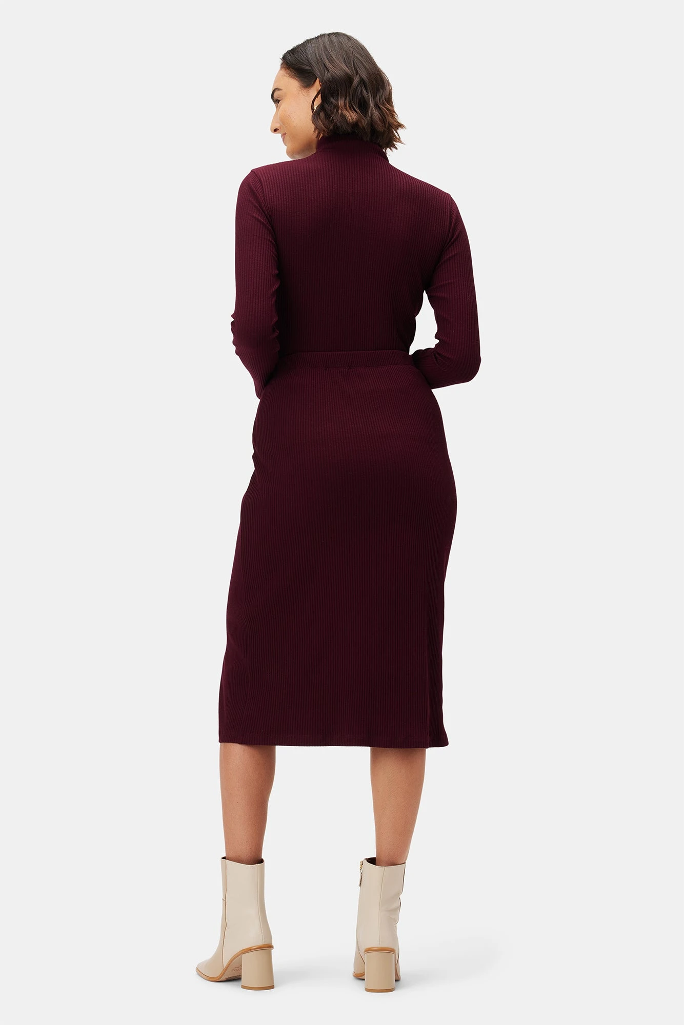 Gadot Paris Rib Skirt - Plum 4 Gadot Paris Rib Skirt - Plum - Image 4