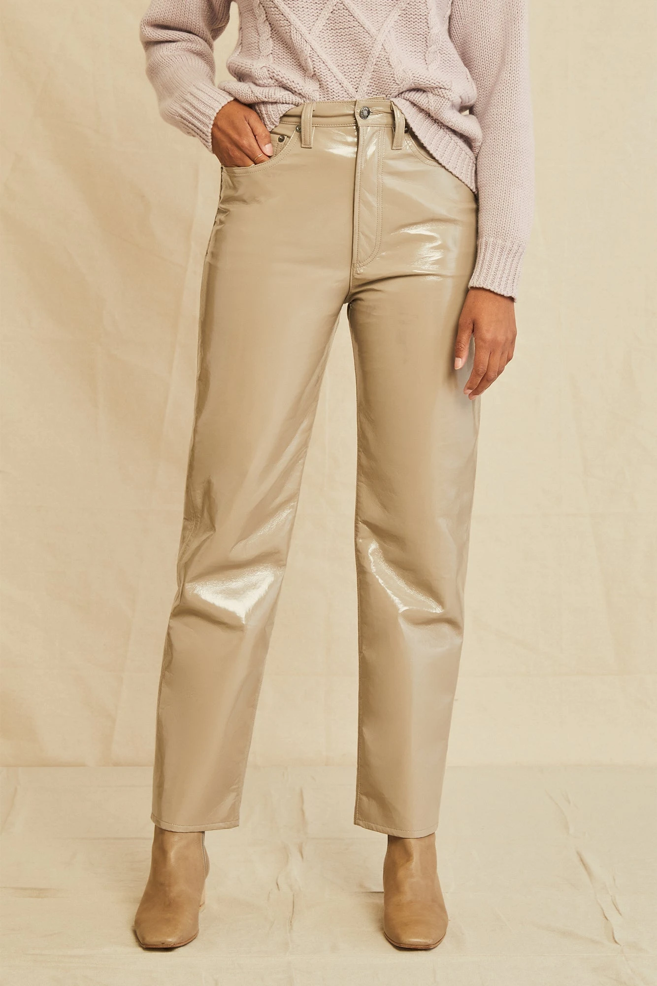 AGOLDE Recycled Leather 90s Pinch Waist Jean - Quail Patent 1 AGOLDE Recycled Leather 90s Pinch Waist Jean - Quail Patent