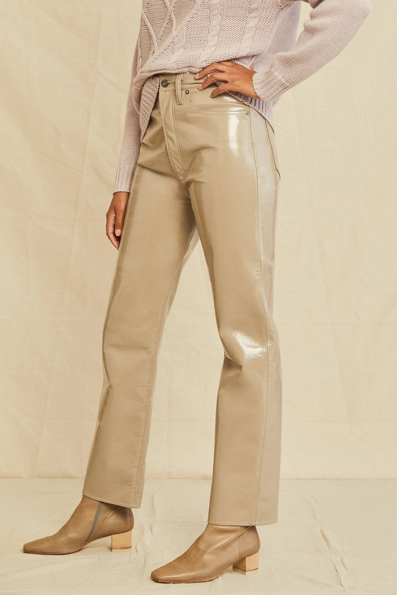 AGOLDE Recycled Leather 90s Pinch Waist Jean - Quail Patent 2 AGOLDE Recycled Leather 90s Pinch Waist Jean - Quail Patent - Image 2