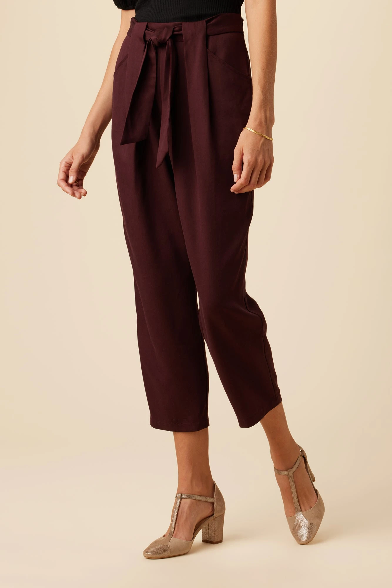Anissa Tencel Twill Pant - Wine 1 Anissa Tencel Twill Pant - Wine