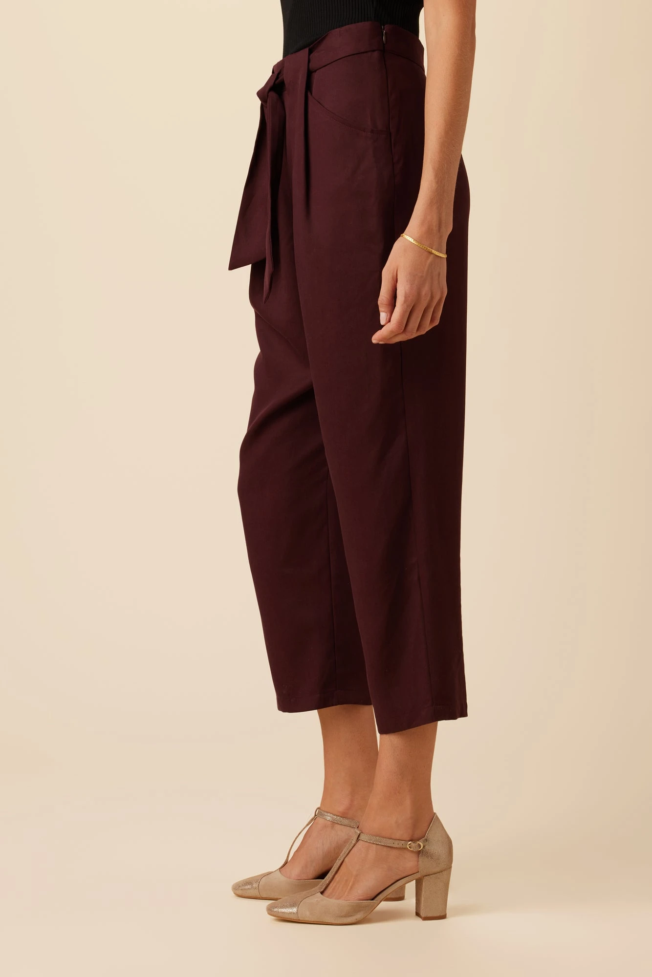 Anissa Tencel Twill Pant - Wine 3 Anissa Tencel Twill Pant - Wine - Image 3