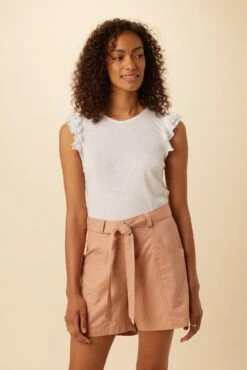 Aretha Reverie Slub Top - White