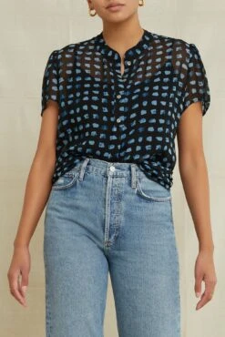 Elodie Nouveau Silk Blouse - Squared Up Black