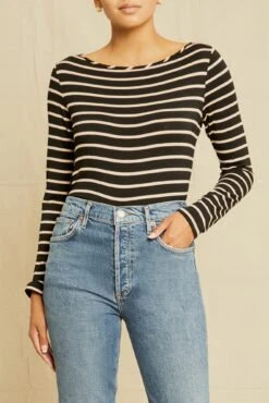 Francoise Long Sleeve Tee - Black And Rose