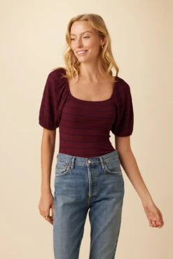 Callista Paris Rib Top - Plum Ora Stripe