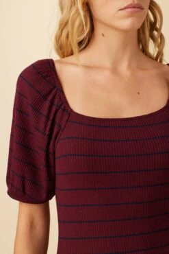 Callista Paris Rib Top - Plum Ora Stripe -AGOLDE Shop 730 Callista Ora Stripe 4