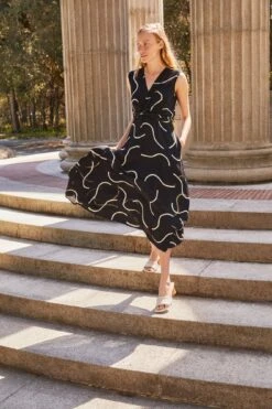 Olive Viscose Crepe Dress - Waves -AGOLDE Shop 7540 Olive Crepe Waves 10872