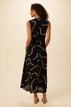 Olive Viscose Crepe Dress - Waves -AGOLDE Shop 7540 Olive Crepe Waves 3