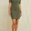 Mylene Pointelle Rib Dress - Calla Green