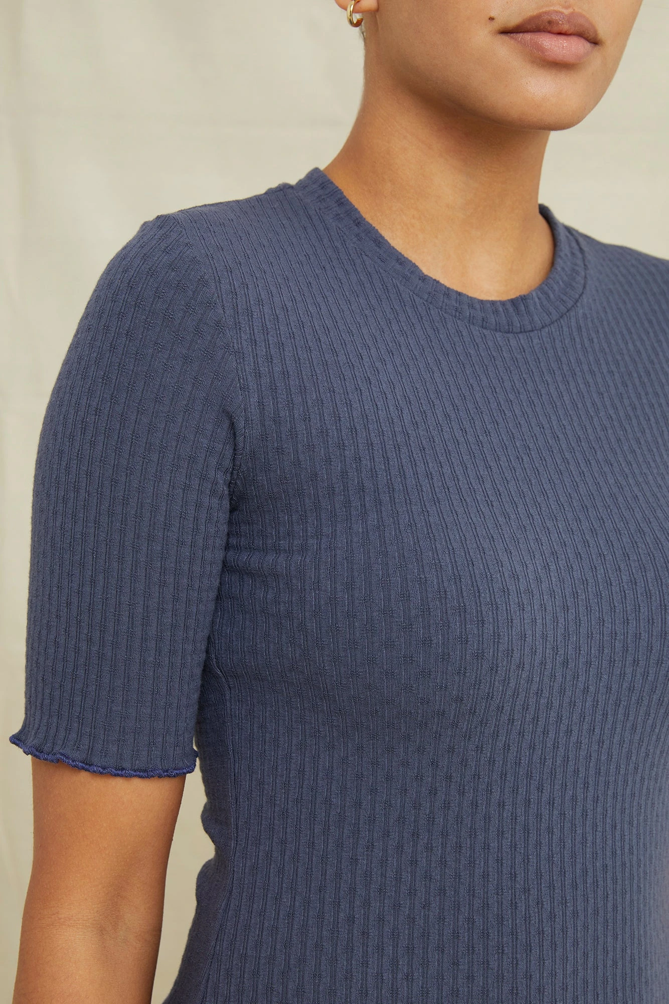 Mylene Pointelle Rib Dress - Pacific Blue 4 Mylene Pointelle Rib Dress - Pacific Blue - Image 4