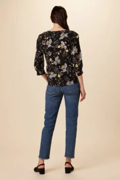 Heidi Washable Silk Blouse - French Jardin Black -AGOLDE Shop 7904 Heidi French Jardin Black 3