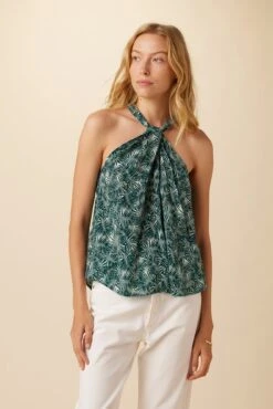 Hayden Washable Silk Blouse - Green Palm