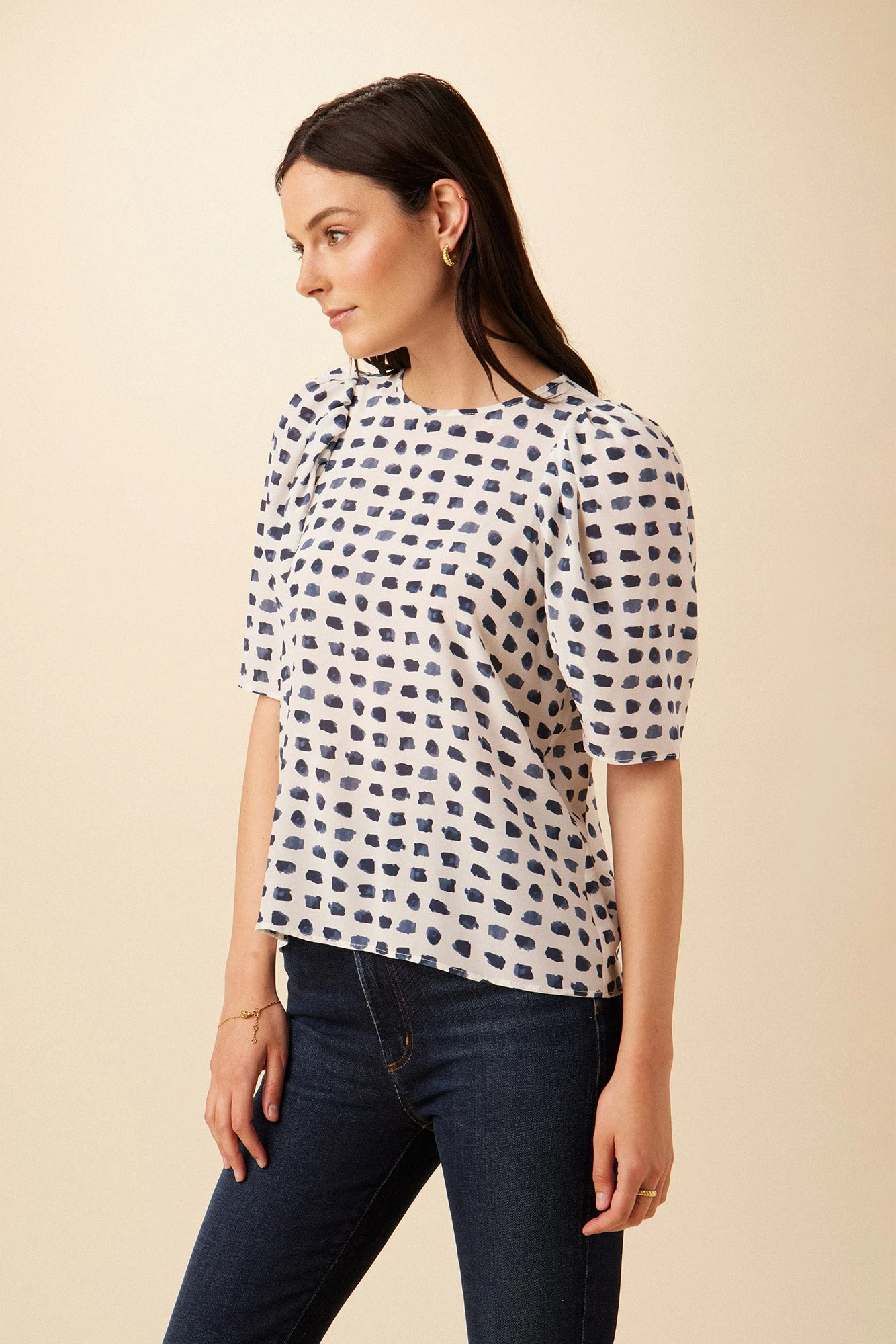 Sylvia Washable Silk Blouse - Squared Up White 2 Sylvia Washable Silk Blouse - Squared Up White - Image 2