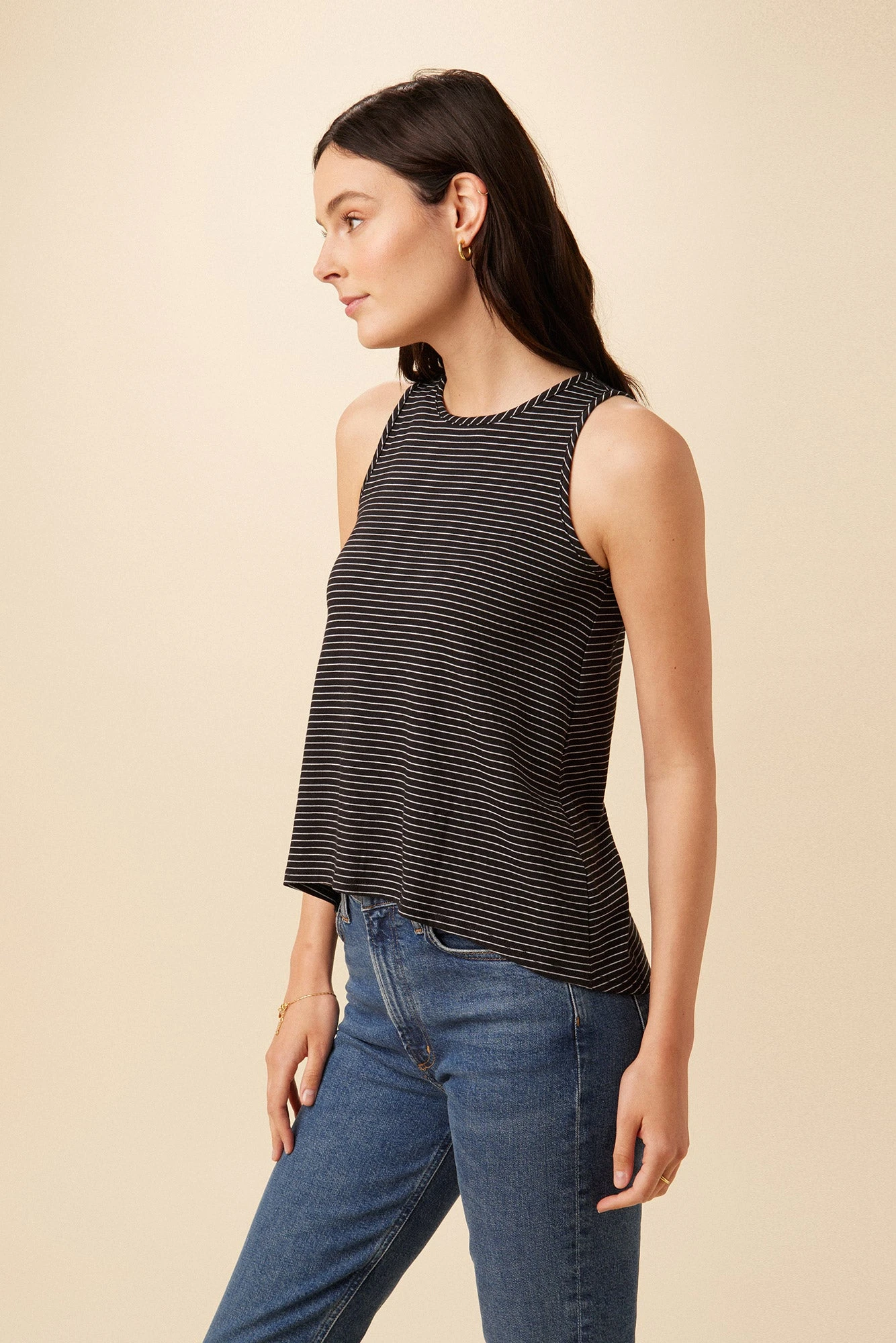 Sadie Tencel Slub Tank - Gigi Black Stripe 2 Sadie Tencel Slub Tank - Gigi Black Stripe - Image 2