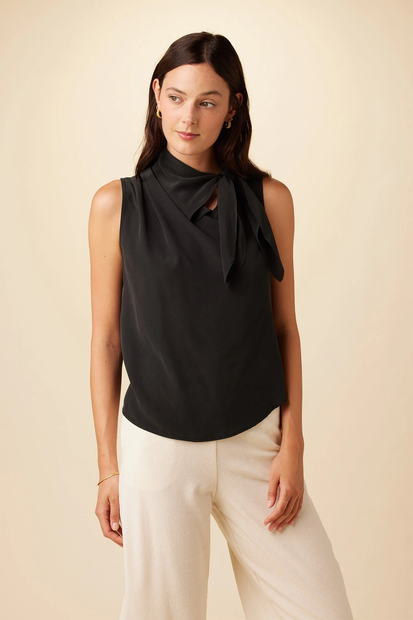 Leyna Washable Silk Blouse - Black 1 Leyna Washable Silk Blouse - Black