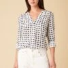 Kaya Washable Silk Blouse - Squared Up White