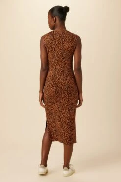 Cornelia Reverie Knit Dress - Almond Leopard Print -AGOLDE Shop 9363 Cornelia Almond Leopard 3