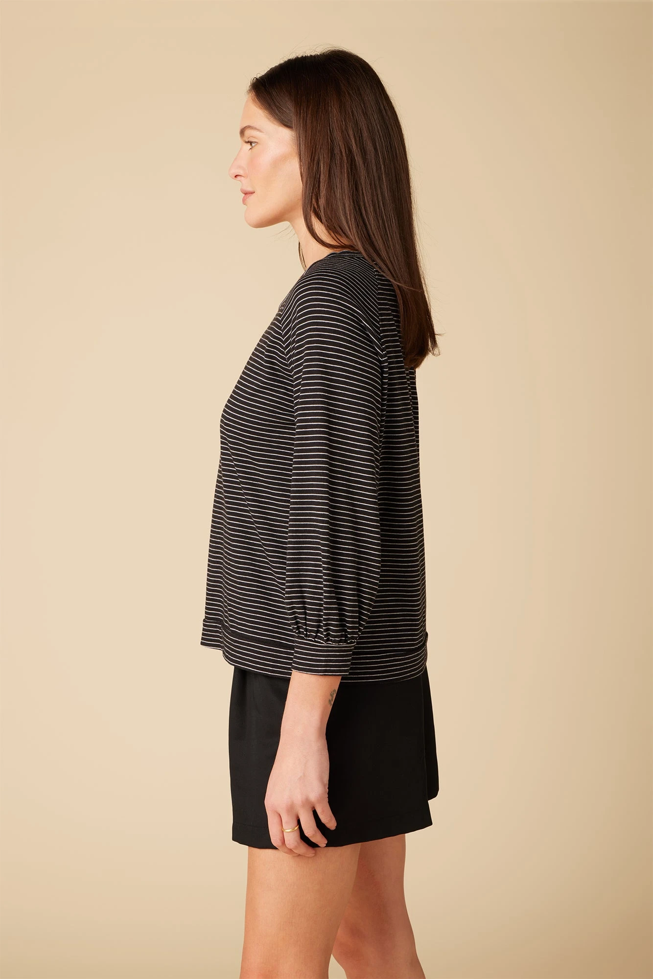 Issa Raglan Slub Tee - Gigi Black Stripe 2 Issa Raglan Slub Tee - Gigi Black Stripe - Image 2