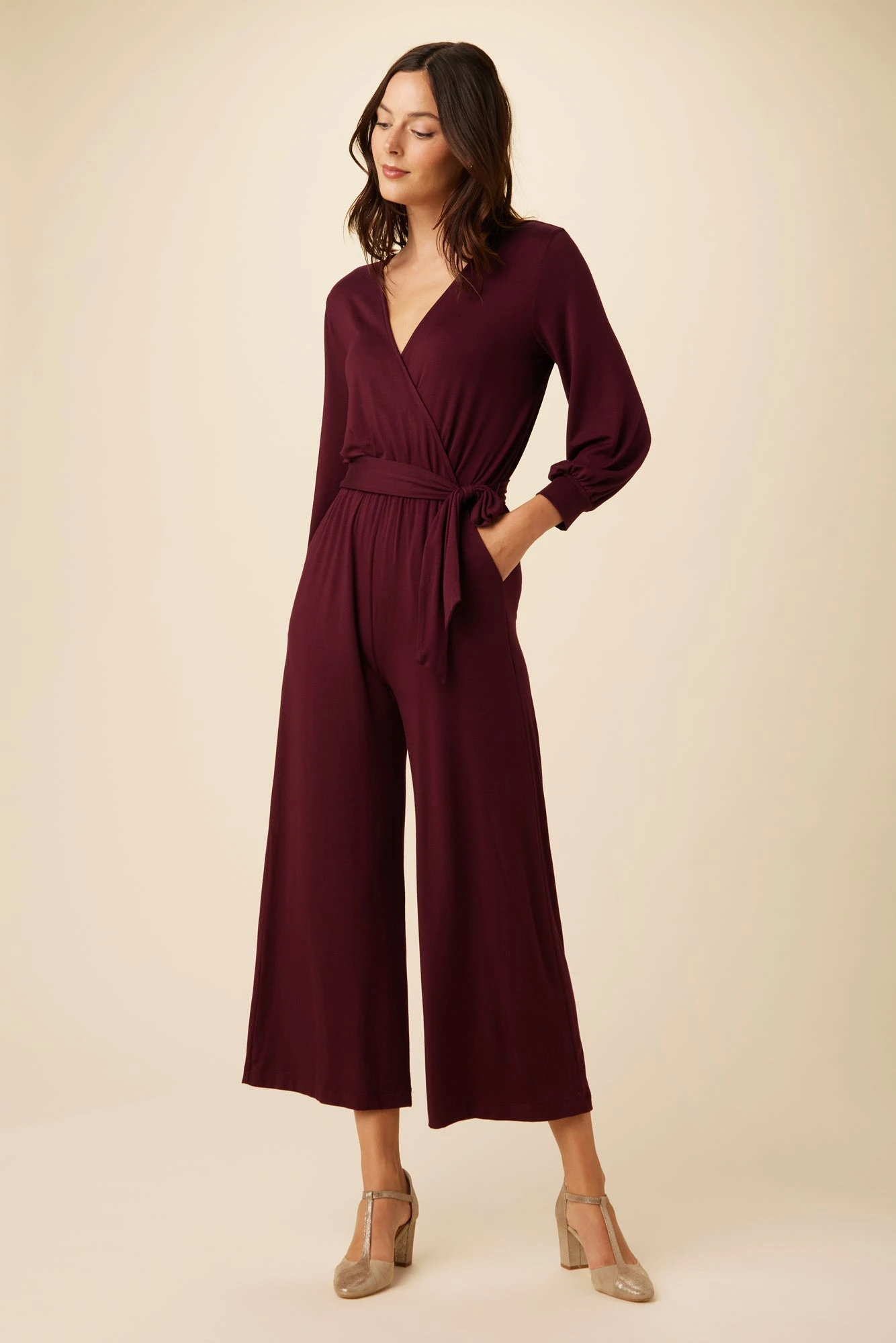 Everley Dream Knit Jumpsuit - Plum 1 Everley Dream Knit Jumpsuit - Plum