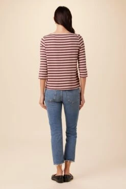 Cecelia Reverie Knit Tee - Maple Rose Stripe -AGOLDE Shop 9819 Cecelia Paris Stripe Maple Rose 3