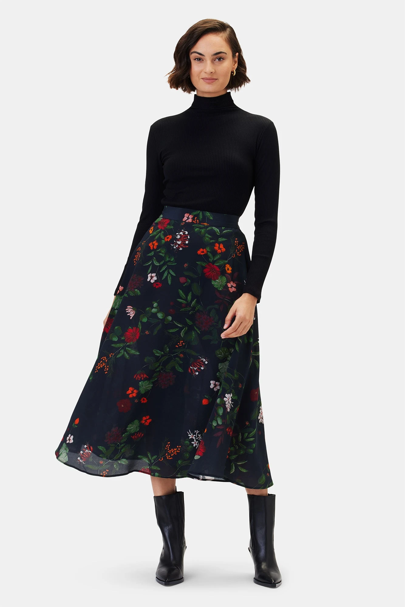 Blaze Washable Silk Skirt - Osaka Floral 2 Blaze Washable Silk Skirt - Osaka Floral - Image 2